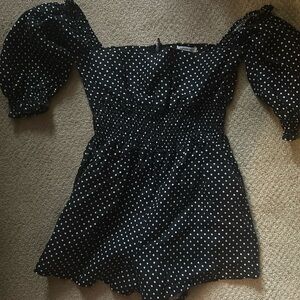 Weworewhat black smocked romper sz S nwt
